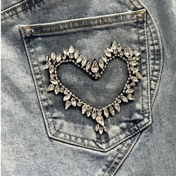 Blue B. Collection – Rhinestone Cutout Wide-Leg Jeans – Medium - Picture 5 of 7